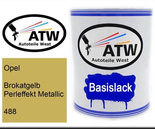 Opel, Brokatgelb Perleffekt Metallic, 488: 1L Lackdose, von ATW Autoteile West.